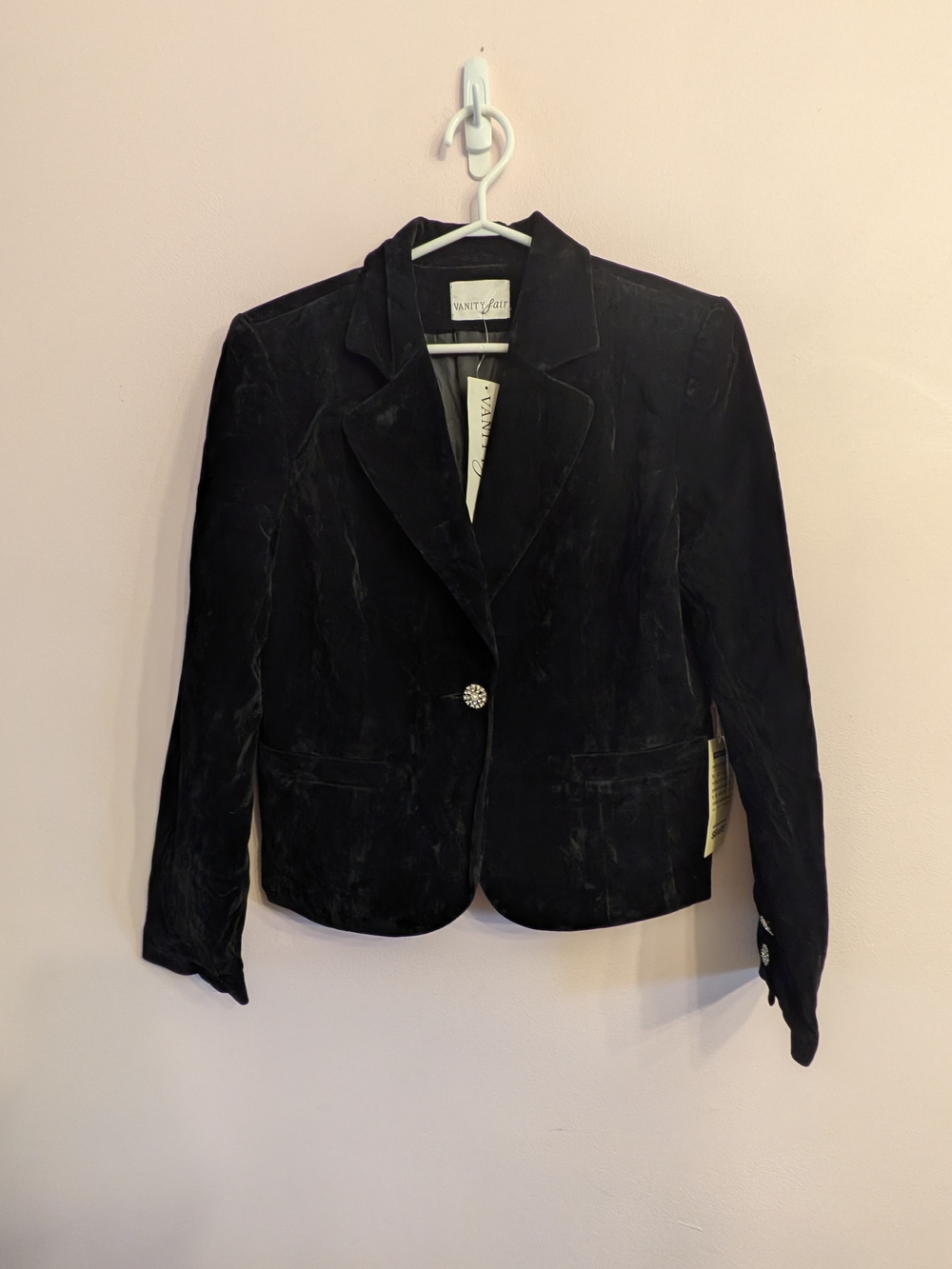Vanity Fair Black Velvet Women's Blazer Jacket From Sears - NWT, Sz 6